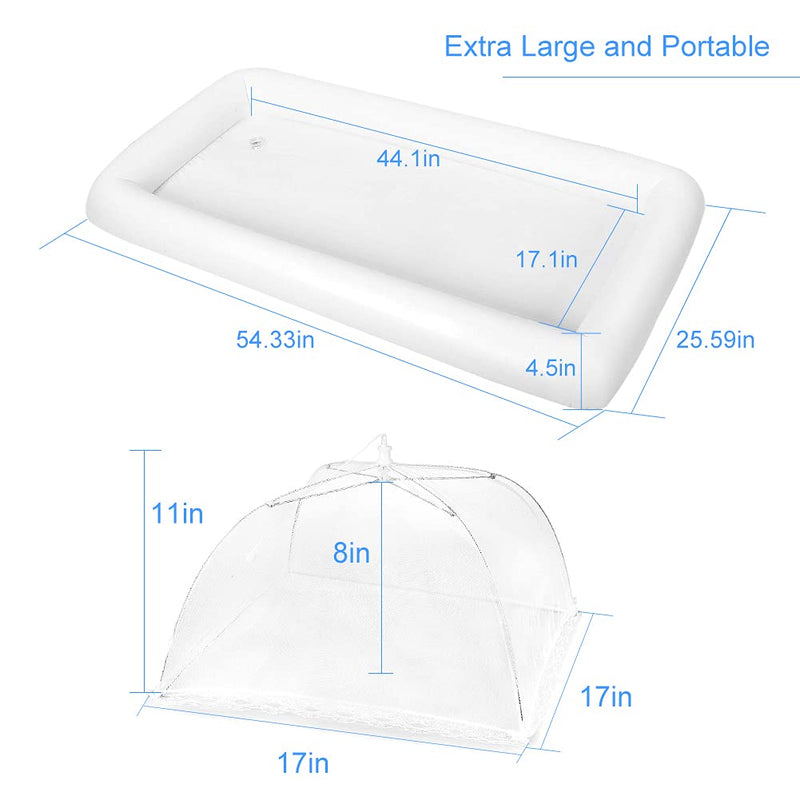 [Australia - AusPower] - 1PCS Inflatable Serving Bars and 3PCS Mesh Food Umbrella Covers Tent for Outdoor,Keep Salads Beverages Ice Cold - For Parties Indoor & Outdoor BBQ, Picnic Pool Party Supplies Luau Cooler 