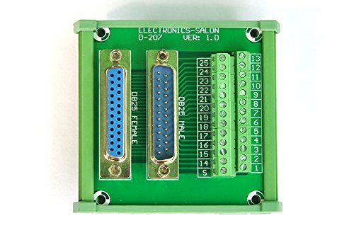 [Australia - AusPower] - Electronics-Salon DB25 D-SUB DIN Rail Mount Interface Module, Male/Female, DSUB Breakout Board. 