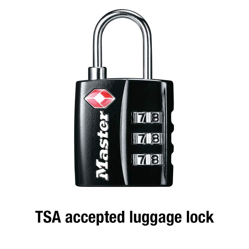 [Australia - AusPower] - Master Lock 4680DBLK TSA-Approved Luggage Lock, 1-3/16-in. Wide, Black 1-Pack 