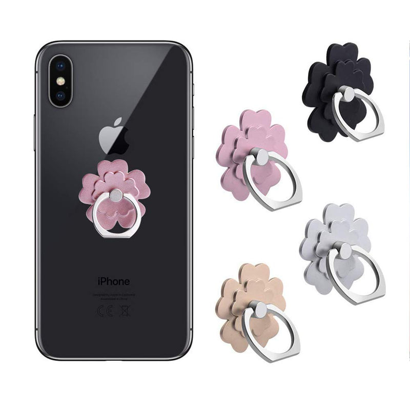 [Australia - AusPower] - SKYii Cell Phone Ring Stand Finger Ring Holder 360 Rotation Phone Holder Ring Grip Compatible with Apple iPhone Xs Max XR X 8 7 Plus 5 5s Samsung Galaxy S8 S7 4-Pack Lucky Flower A 