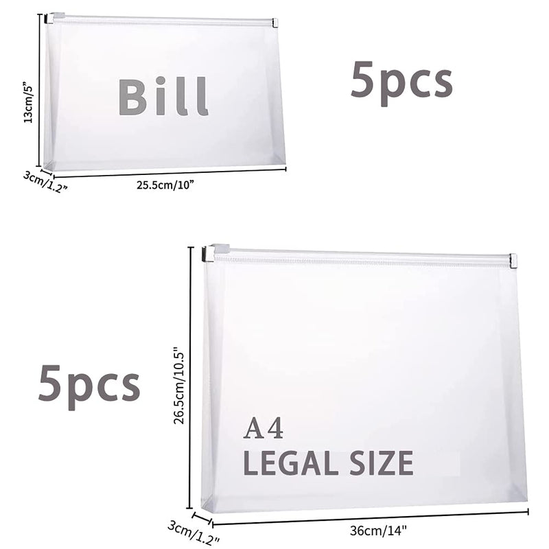 [Australia - AusPower] - Anseal 10 Packs 2 Size Clear Plastic Envelopes with Zipper, Expandable Poly File Bags Document Pouch for Office, Home, Schoo, Travel, Photos Storage, 5" x 10" and 10" x 14" 10pcs 