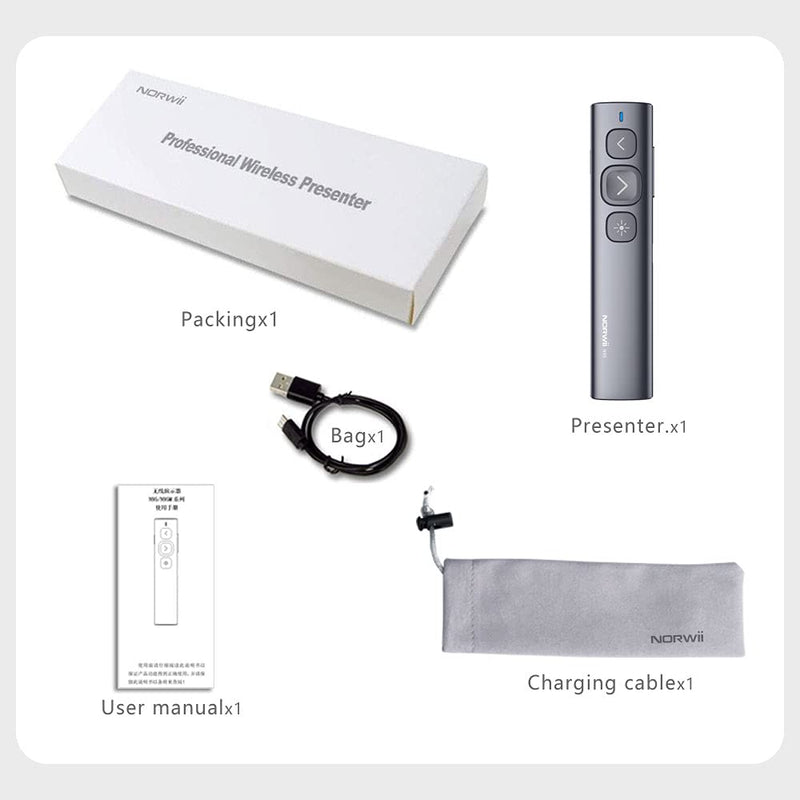 [Australia - AusPower] - NORWII N95 Rechargeable Presentation Clicker for Powerpoint Clicker with Soft and Big Button, Wireless Presenter Rechargeable Presentation Pointer Slide Clicker for Computer 2.4GHz 