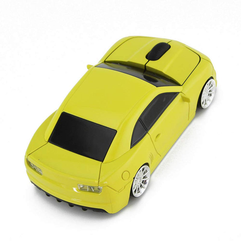 [Australia - AusPower] - Ai5G for CL Car Mouse Wireless Sport Car Shape Mouse Laptop Desktop Computer Mouse Optical Mice with 2.4GHz Nano USB LED Headlight (Yellow) Yellow 