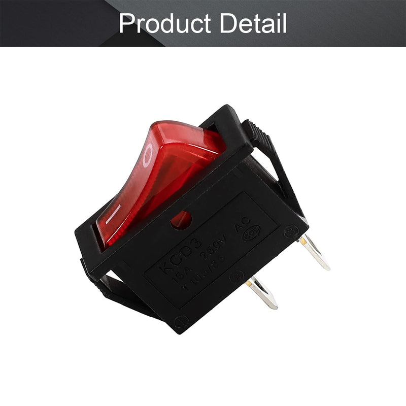 [Australia - AusPower] - Fielect 1Pcs KCD3 ON/Off Boat Rocker Switch 2Pin 250V/15A 125V/20A Car Boat Red Rocker Switch Toggle 1Pcs 2 Position 2 Pin Red 