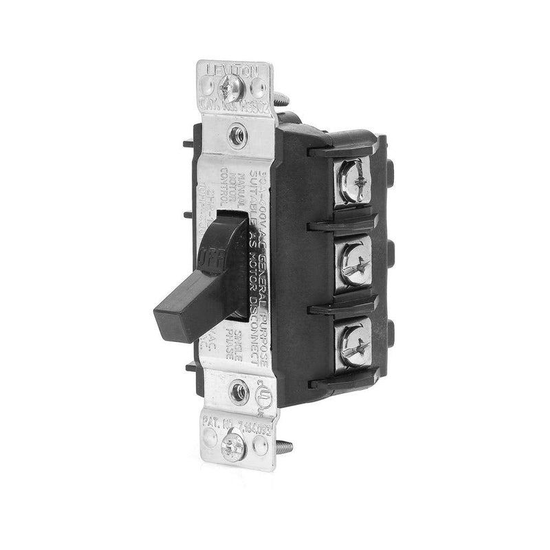 [Australia - AusPower] - Leviton MS303-DS 30 Amp 600 Volt, Three-Pole, Three Phase AC Motor Starter, Suitable as Motor Disconnect, Toggle, Industrial Grade, Non-Grounding, Black 