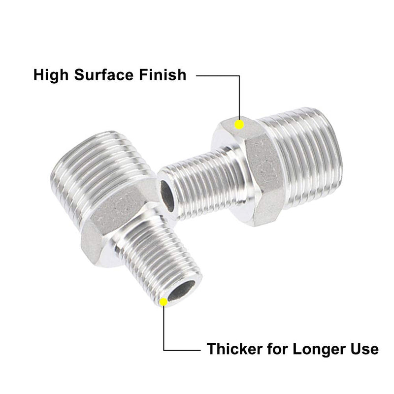 [Australia - AusPower] - Feelers Reducing Hex Nipple, 304 Stainless Steel 1/2"x 1/4" NPT Male Pipe Fitting Reducer Nipple Adapter (Pack of 2) 1/2"x1/4"(2pcs) 