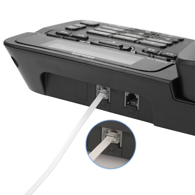 [Australia - AusPower] - 100 Feet Long Telephone Extension Cord Phone Cable Line Wire, with Standard RJ11 Plug and 1 in-Line Couplers and 55Cable Clip Holders-White (100 Feet) 100 Feet 