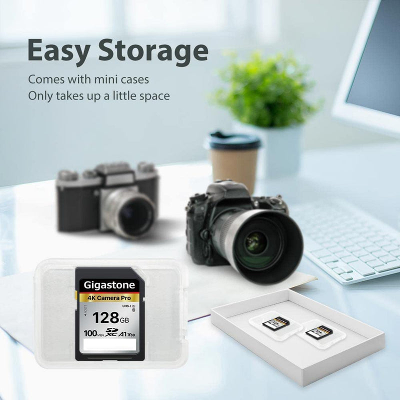 [Australia - AusPower] - Gigastone 128GB SD Card V30 SDXC Memory Card High Speed 4K Ultra HD UHD Video Compatible with Canon Nikon Sony Pentax Kodak Olympus Panasonic Digital Camera, with 1 Mini case SD 128GB V30 1PK 