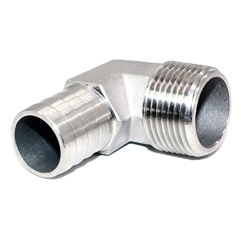 [Australia - AusPower] - Joywayus Stainless Steel Hose Fitting 90 Degree Elbow 1" Barb x 1" NPT Male Pipe Water/Fuel/Air 