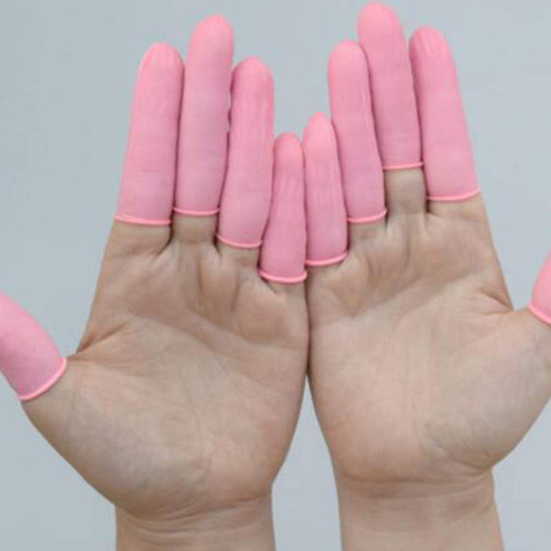 [Australia - AusPower] - Exceart 600Pcs Finger Cots Disposable Finger Protectors Latex Finger Sleeve Fingertip Covers for Home and Anti-Static Finger Cots (Pink) 