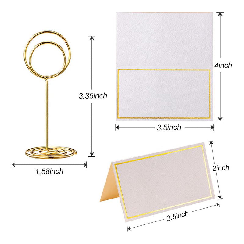 [Australia - AusPower] - Toncoo 24 Pack Premium Table Number Holders and 24 Pcs Place Cards with Gold Foil Border, Place Card Holder, Table Sign Stand, Photo Picture Holders Wedding Table Name Card Holder(Gold) 