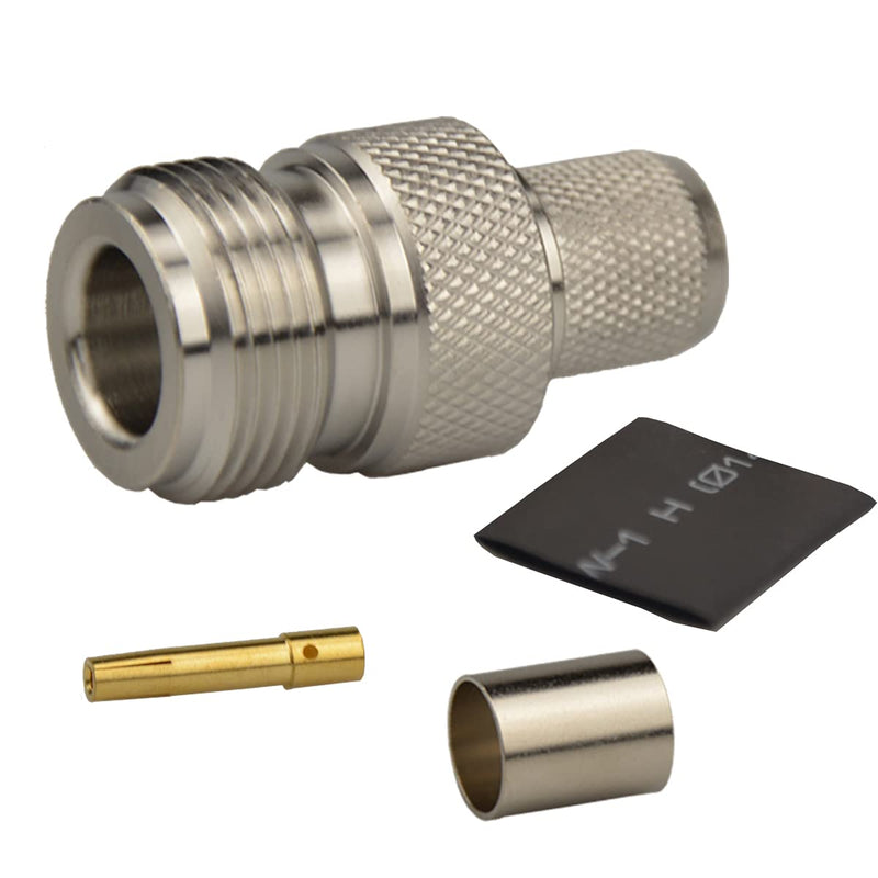 [Australia - AusPower] - Pack of 5 N Female Jack Crimp Connector for LMR400 Belden 9913 RG8 Cable 50 Ohm Low Loss RF Coaxial Cable (N Female Crimp lmr400) 