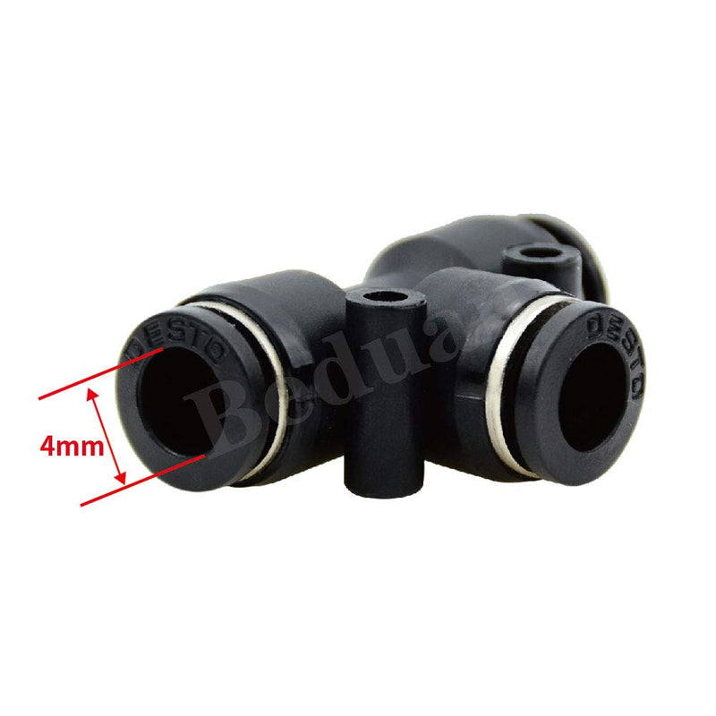 [Australia - AusPower] - Beduan Push to Connect Air Fitting, 5/32 inch or 4mm Tube OD Pneumatic Tee Union Fitting Push Lock(Pack of 10) 