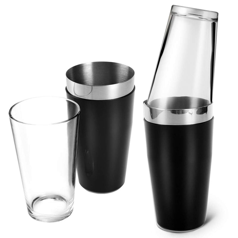 [Australia - AusPower] - Boston Cocktail Shaker, 16 fl oz Glass and 26 fl oz Stainless Steel with Rubber Sleeve 