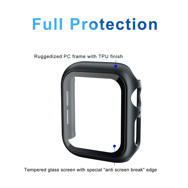 [Australia - AusPower] - Smart Watch Case, Compatible with Apple Watch 6/5/4/SE Series, 44mm Universal, with Built in Tempered Glass Screen Protector, Rouged PC Case (Black, 40mm) Black 