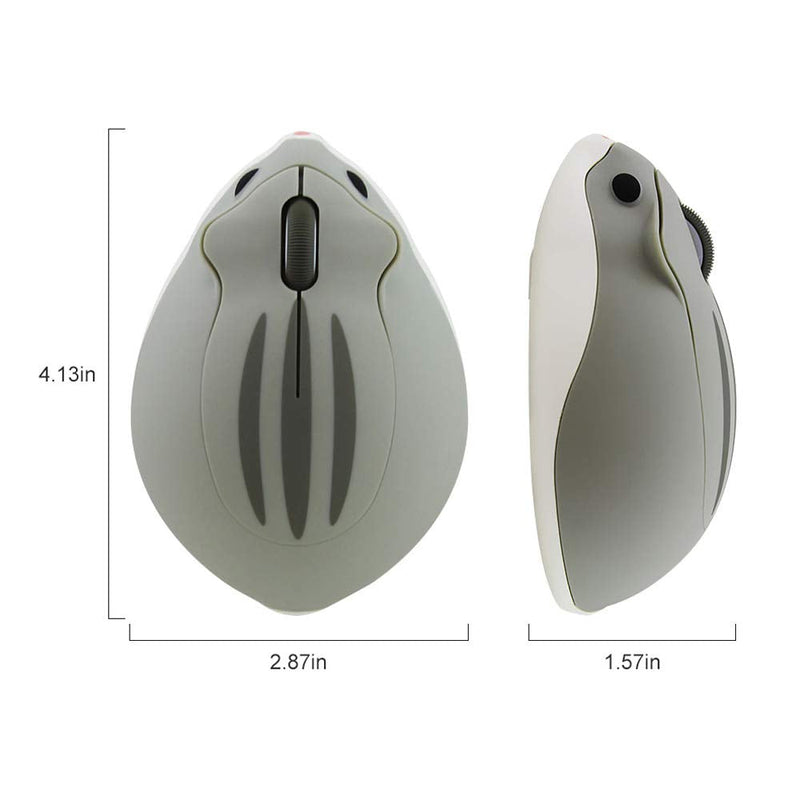 [Australia - AusPower] - 2.4GHz Wireless Mouse Cute Hamster Shape Less Noice Portable Mobile Optical 1200DPI USB Mice Cordless Mouse for PC Laptop Computer Notebook MacBook Kids Girl Gift (Gray) Gray 
