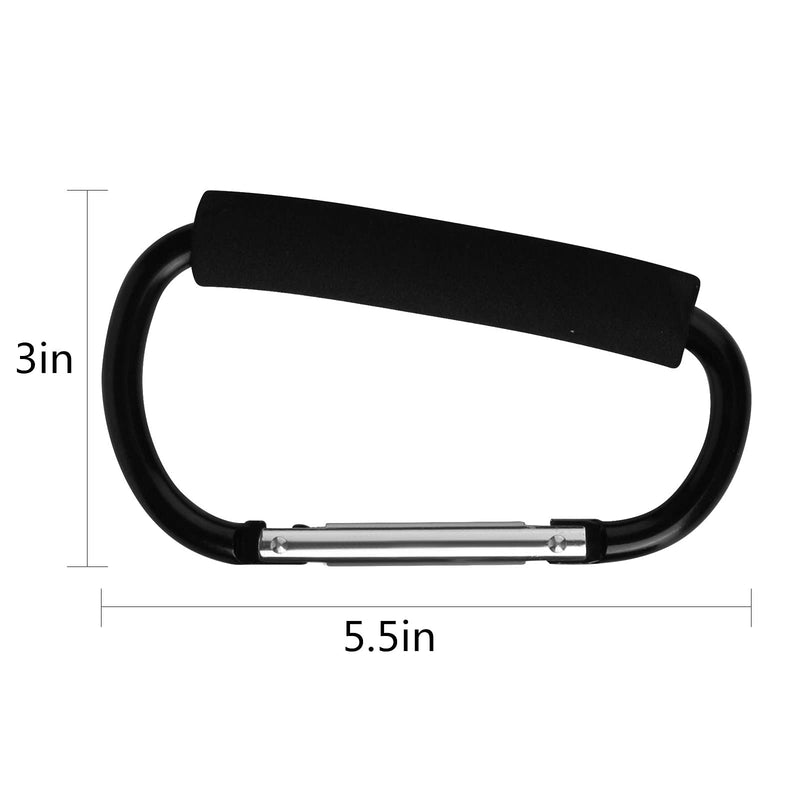 [Australia - AusPower] - sansheng 4PCS Large Carabiner - 5.5"D-Style Click and Carry Bag Carrier Stroller Hooks(Black and Blue) 