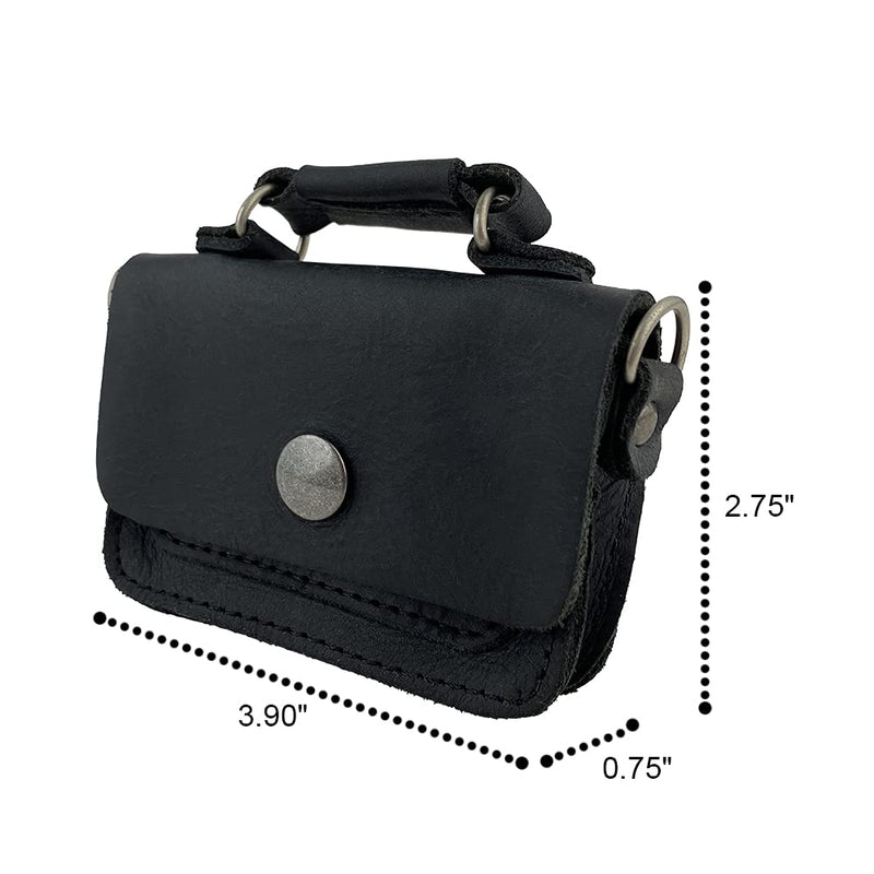 [Australia - AusPower] - Hide & Drink, Leather Mini Briefcase Card Holder, Holds Up to 10 Cards Plus Folded Bills, Case, Cash Organizer, Accessories, Handmade Includes 101 Year Warranty (Charcoal Black) Charcoal Black 