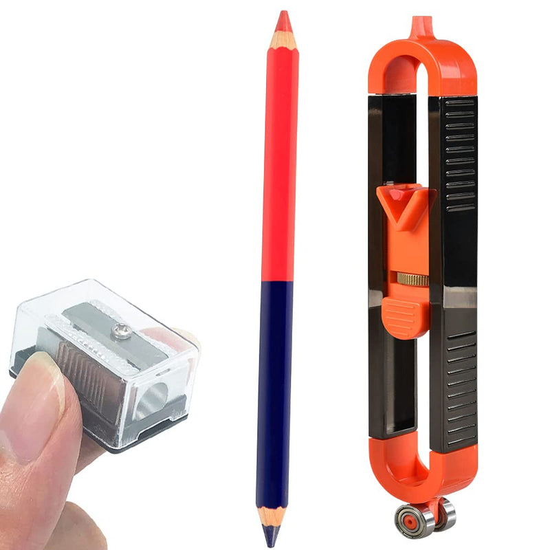 [Australia - AusPower] - Contour Gauge Scribe Profile Tool with 2-Color Pencil and Sharpener, Gadgets for Woodworking, Van Conversion, Construction Carpenter Transfer The Outline onto Your Material with Speed and Accuracy 