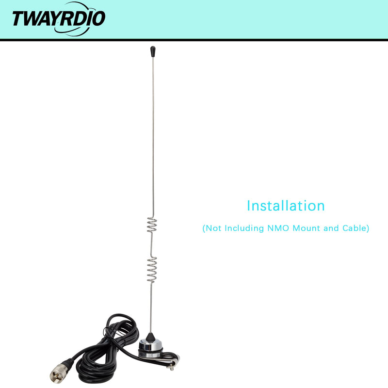 [Australia - AusPower] - TWAYRDIO Dual Band 17 Inch NMO Antenna for Motorola Radios, VHF UHF 144/430MHz Amateur Mobile Antenna with NMO Connection for Midland Kenwood Icom Vertex Transceivers (Requires NMO Mount) 