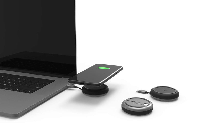 [Australia - AusPower] - TYLT Medallion- Portable QI Wireless Charging Pad, Fast Wireless Charger QI Certified 10W Max Compatible to Apple, Samsung, Wireless Buds, and Other Capable Devices | Connects to Laptop & Powerbank 