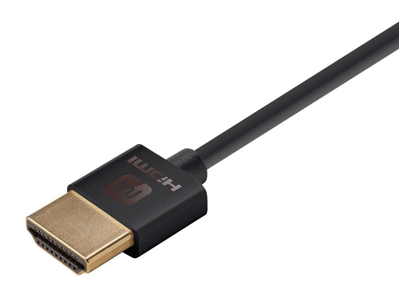 [Australia - AusPower] - Monoprice HDMI High Speed Cable - 6in Black, 4K@60Hz, HDR, 18Gbps, 36AWG, YUV 4:2:0 - Ultra Slim Series 