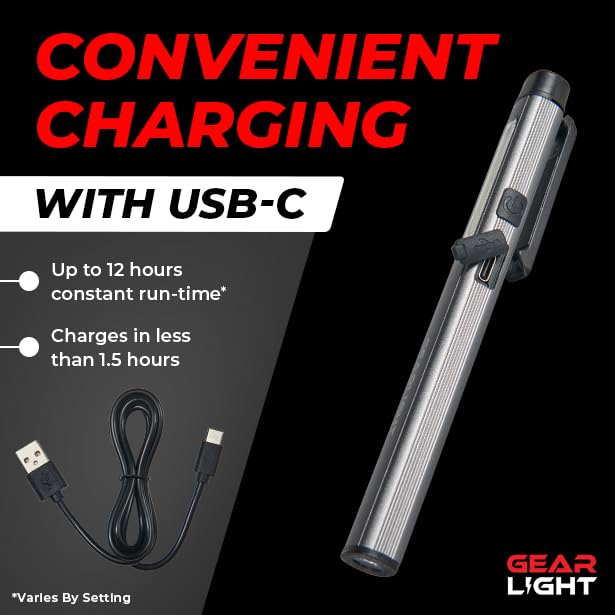 [Australia - AusPower] - Gearlight Rechargeable 3-1 LED COB Work Light with Magnetic Back - This Handheld Flashlight has 3 Modes a Pen Light, Flood Light, and 365nm UV Light - Compact Stocking Stuffer Christmas Gift for Men 