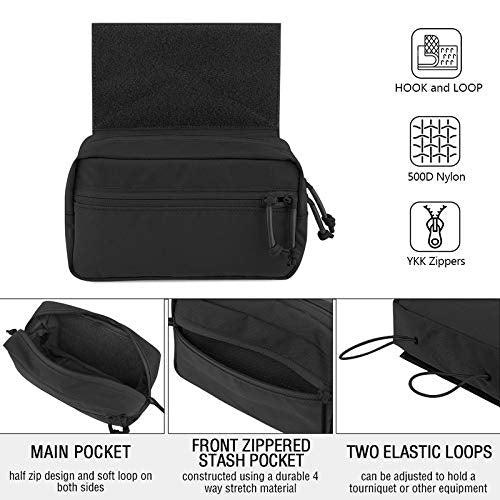 [Australia - AusPower] - KRYDEX Tactical Drop Pouch Sub Abdominal Carrying Kit Bag for Tactical Vest Chest Rig Black 