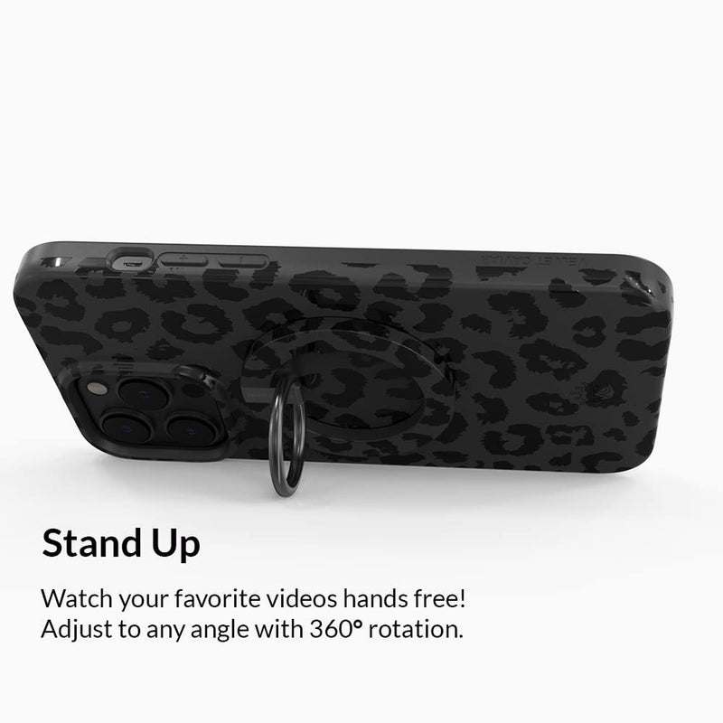 [Australia - AusPower] - Velvet Caviar Compatible with MagSafe Phone Grip - Magnetic Ring Holder with Adjustable Stand - Removable MagSafe Accessories for iPhone 12/13 &/ 14 (Black Leopard) Black Leopard 
