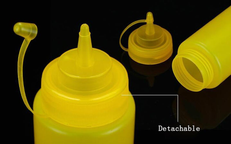 [Australia - AusPower] - 3PCS 12oz/360ML Empty Refillable Squeeze Sauce Condiment Bottles Food Grade Mustard Storage Container Jar Pot with Twist on Cap Lids for Ketchup Mayo Vinegar Cream Honey Salad Dressing(Color Random) 