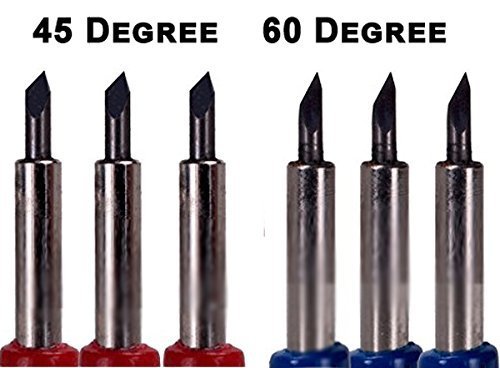 [Australia - AusPower] - Combo 6-Pack Replacement Carbide Blades 3 Each 45 & 60 Degree Vinyl Sign Making Plotting Compatible with Roland Bridge Refine US Cutter combo 
