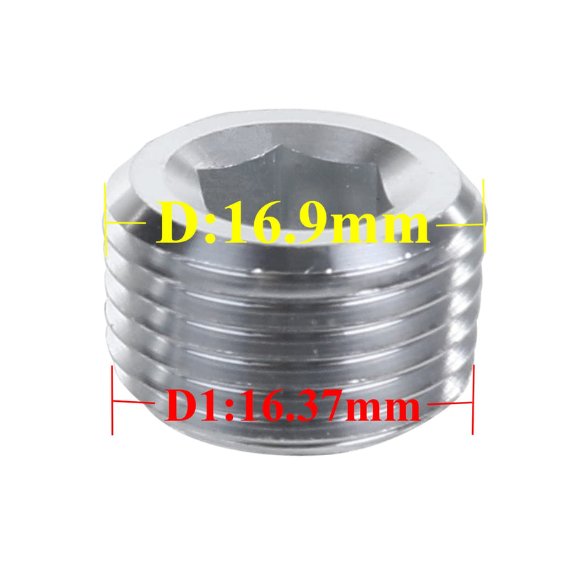 [Australia - AusPower] - AC PERFORMANCE Plain Aluminum 3/8" NPT Male Socket Allen Head Pipe Plugs, Silver, Pack of 2 3/8 NPT npt socket plug silver 