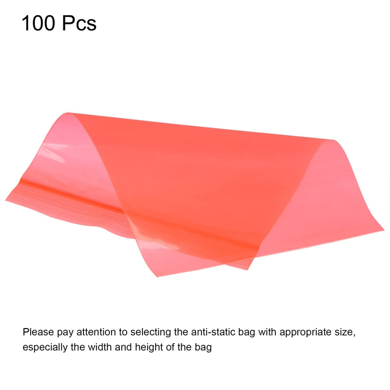 [Australia - AusPower] - MECCANIXITY Anti Static Bags Shielding Bag 4x6inch(10x15cm) Red Transparent Resealable for Hard Drive HDD SSD 100pcs 