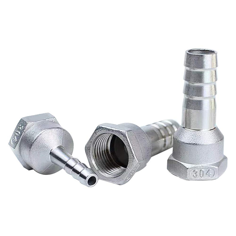 [Australia - AusPower] - Beduan Stainless Steel 3/8" Hose Barb to 1/2" Female Home Brew Water Air Fuel Gas 3/8" Barb x 1/2" Female 