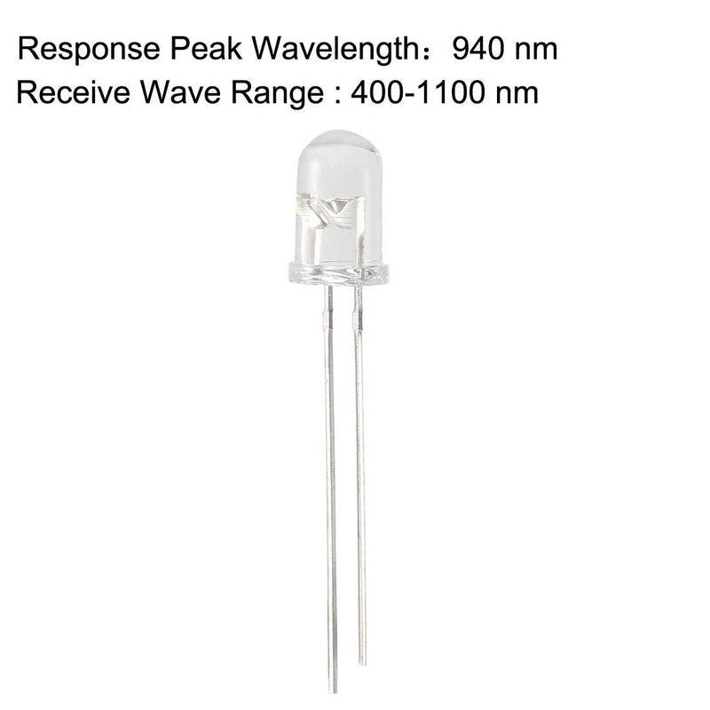 [Australia - AusPower] - uxcell 20pcs Photosensitive Diode Photodiodes Light Sensitive Sensors,5mm Clear Round Head Receiver Diode 