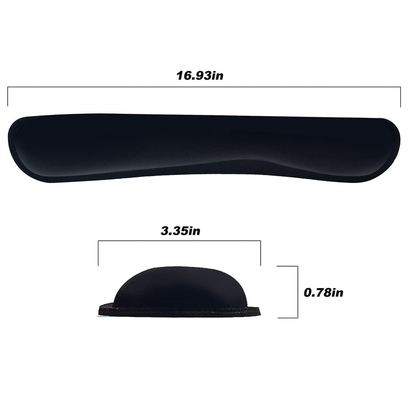 [Australia - AusPower] - Xmaxbel Keyboard Wrist Rest, Memory Foam Wrist Pad for Keyboard, Keyboard Wrist Support Cushion with Nonslip Rubber Base and Ergonomic Design (Black), 16.93 x 3.35 x 0.78 inches 