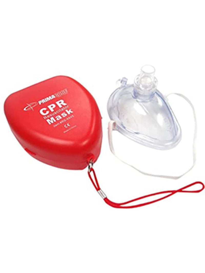 [Australia - AusPower] - Primacare RS-6845-5 Pack of 5 Single Valve CPR Rescue Mask in Red Hard Case, Adult/Child Pocket Resuscitator with Elastic Strap, Air Cushioned Edges, 6.5x4.8x1.6 inches 5 Count (Pack of 1) 