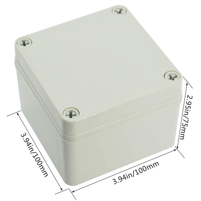 [Australia - AusPower] - LeMotech Waterproof Dustproof IP67 Junction Box DIY Case Enclosure Gray 3.9 x 3.9 x 3 inch (100 x 100 x 75 mm) 3.9" x 3.9" x 3" Size S&M 