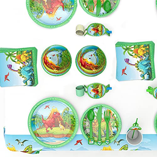 [Australia - AusPower] - 6 Sets Dinosaur Theme Tableware Paper Plate Cup Napkins Boy Happy Birthday Party Decor Kids Jurassic World Party Jungle Safari Birthday 