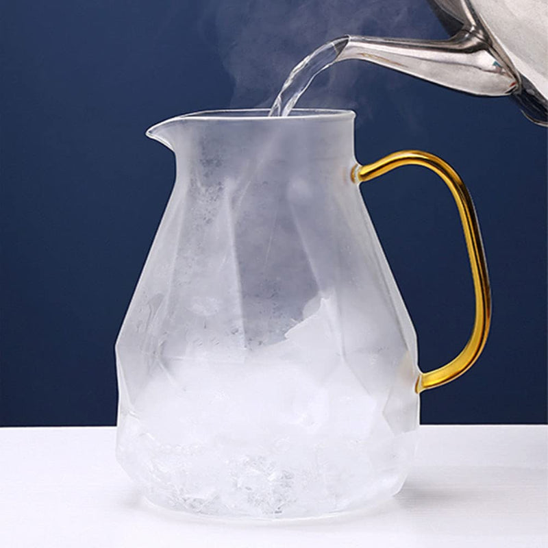 [Australia - AusPower] - Glass Pitcher with Stainless Steel Lid, 60 Oz Heat Resistant Glass Water Carafe with Handle for Fridge, Pitcher for Iced Tea, Milk, Hot and Cold Beverage, Borosilicate Glass Juice Jug 1000ml/60oz 1800ml 