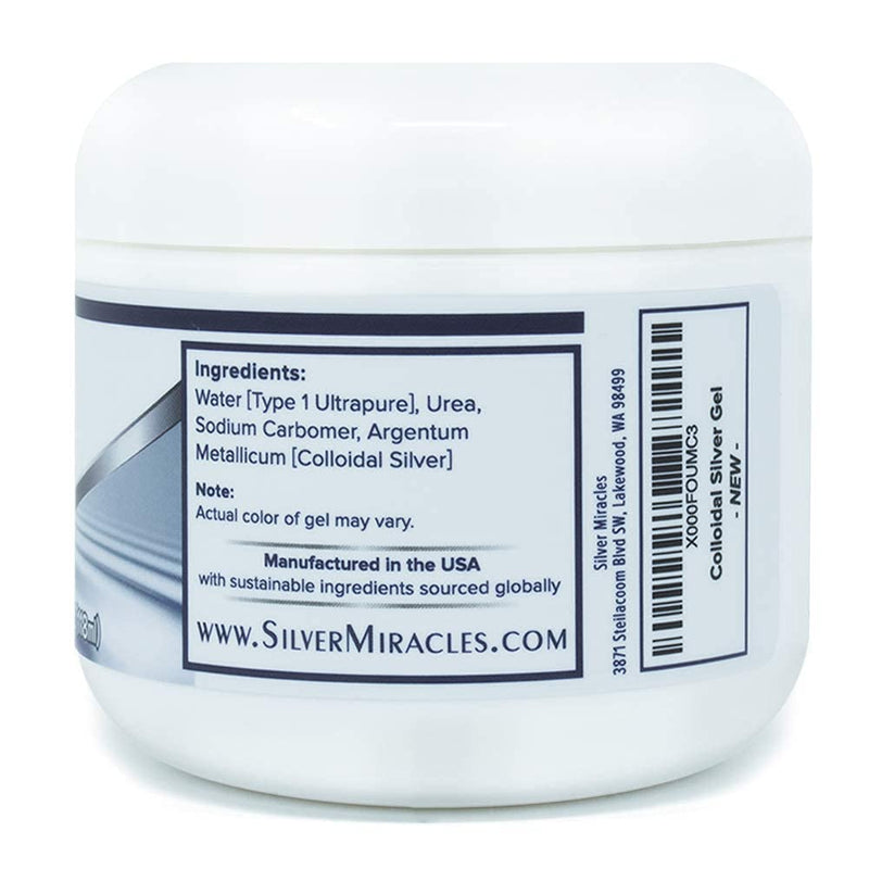 [Australia - AusPower] - Silver Miracles - Colloidal Silver Gel - 4oz - Sooths and Cools Burns and Irritated Skin - Skin Healing Aid - Protects and Moisturizes - Topical Nano Silver Gel 