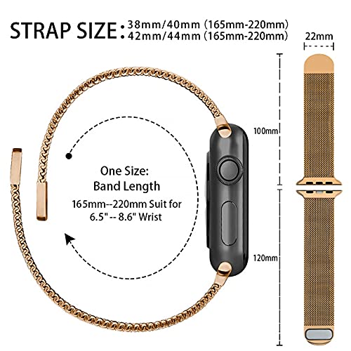 [Australia - AusPower] - Compatible with Apple Watch Bands 42mm 44mm 45mm ONELANKS Magnetic Watch Bands with Double-Sided Magnetic Mesh Stainless Steel Strap for iWatch Series 7 6 5 SE 4 3 2 1 for Women Men Rose Gold 42mm/44mm/45mm 