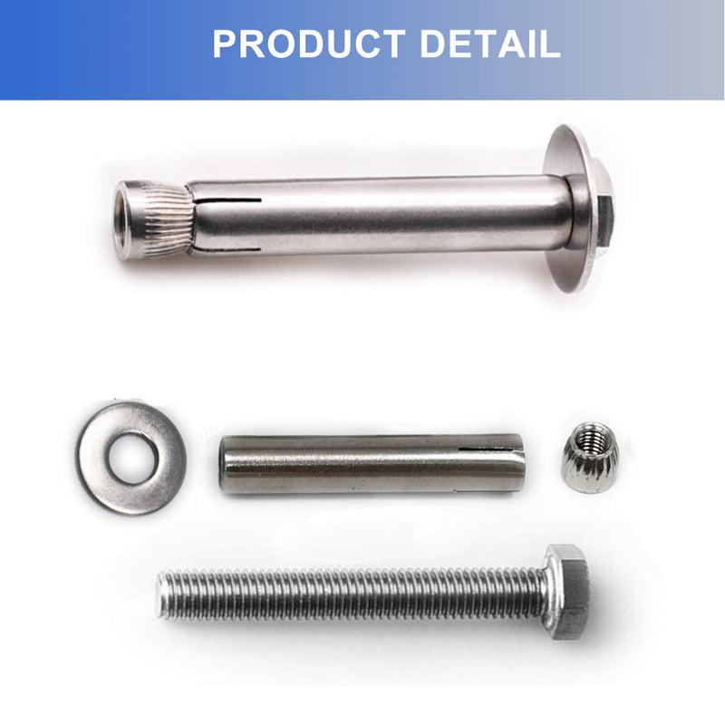 [Australia - AusPower] - Hex Expansion Bolt Hex Head Nut Sleeve Expansion Screw 304 Stainless Steel External Furniture Bolts, Expanding Shield Anchor Screws Bolts Fastener M6x80mm 5 Pack 