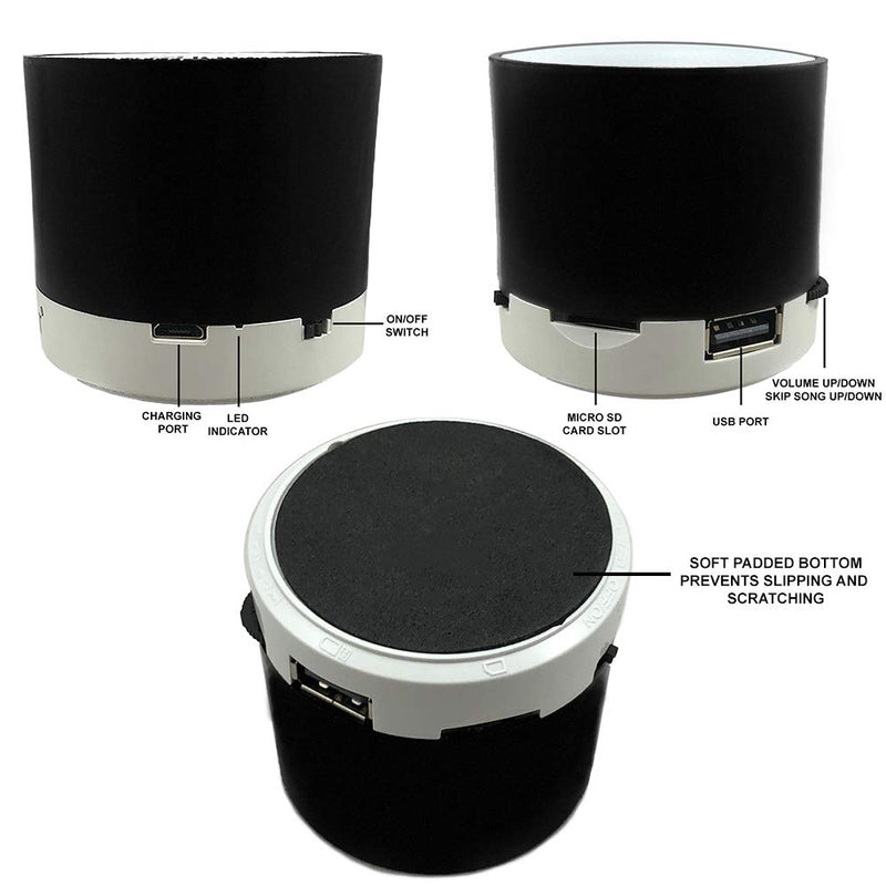 [Australia - AusPower] - 2 Acuvar Wireless Rechargeable Mini Speaker Pods with Micro SD Card Reader and USB Compatibility (Black) 