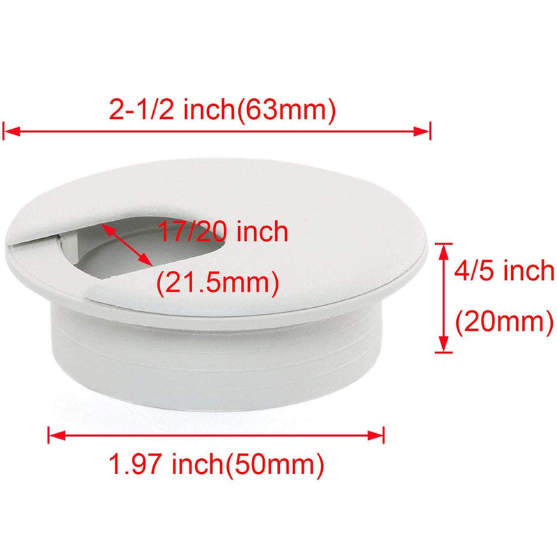 [Australia - AusPower] - 4pcs 2 Inch Desk Wire Cord Cable Grommets Hole Cover for Office PC Desk Cable Cord Organizer Plastic Cover (White-4Pcs) White-4Pcs 