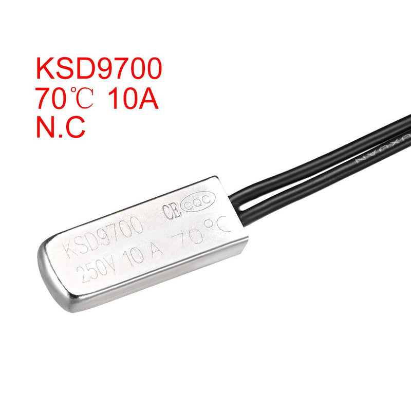 [Australia - AusPower] - uxcell KSD9700 Thermostat, 70℃ Normally Close Temperature Switch Thermal Switch, N.C 10A Metal Temperature Controller 2pcs 