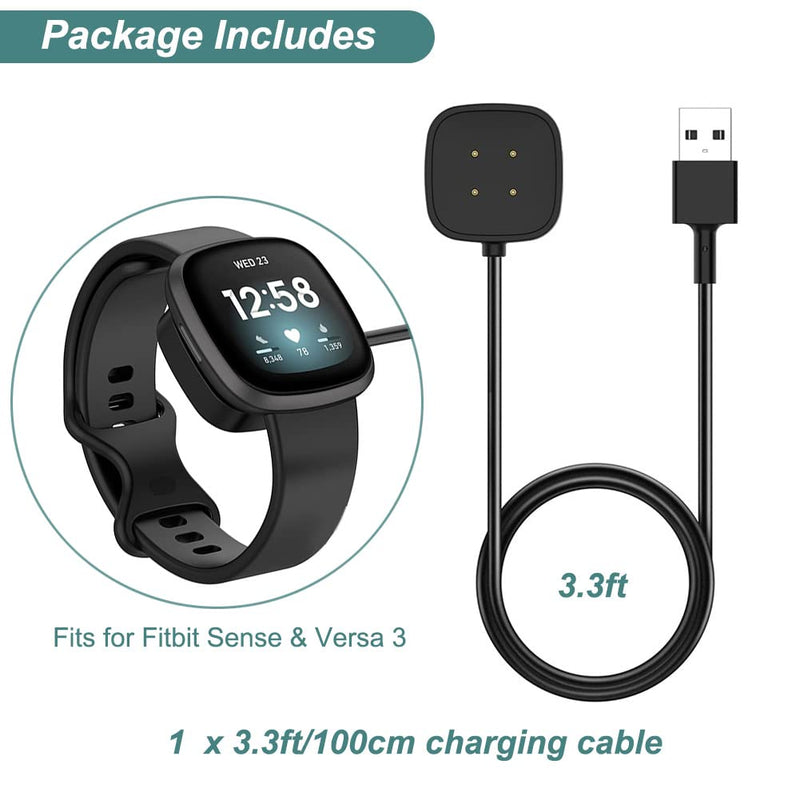 [Australia - AusPower] - Charger for Fitbit Sense & Versa 3, Replacement Charging Cable Cord Magnetic Dock Stand for Fitbit Versa 3 / Sense Smartwatch 