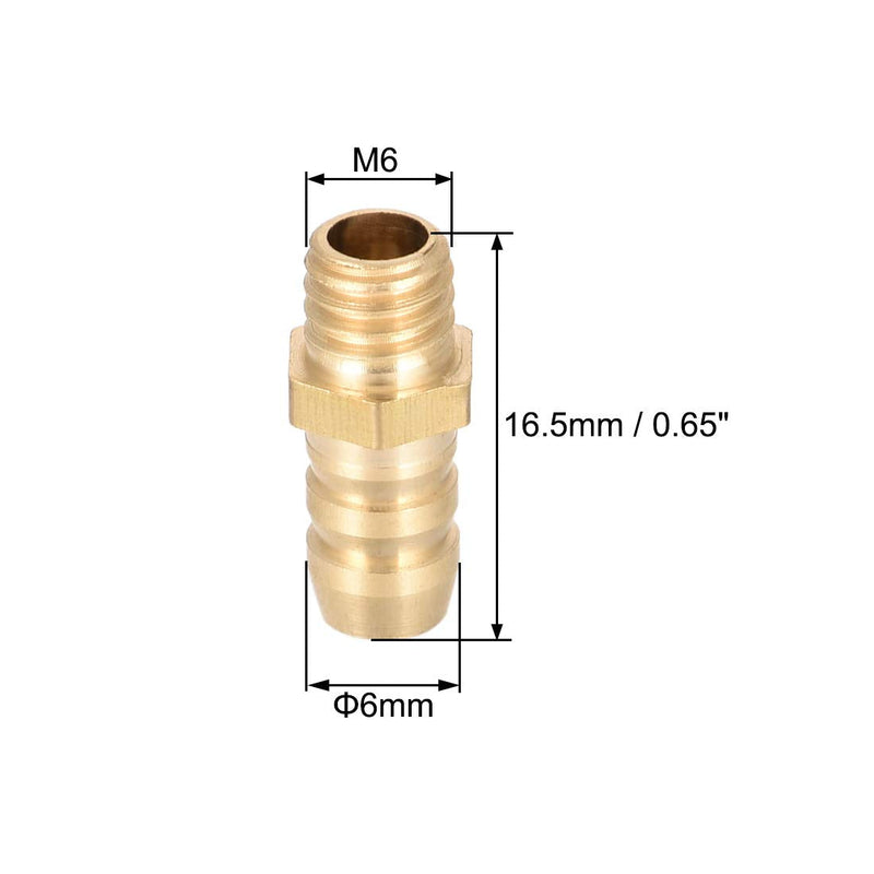 [Australia - AusPower] - uxcell Brass Fitting Connector Metric M6-1 Male to Barb Fit Hose ID 6mm 4pcs 