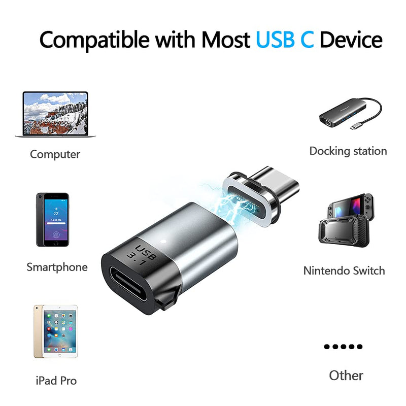 [Australia - AusPower] - aucon Magnetic USB C Adapter, 24Pins Type C Connector, PD 100W Fast Charging 10Gbs Data Transfer straight shape 
