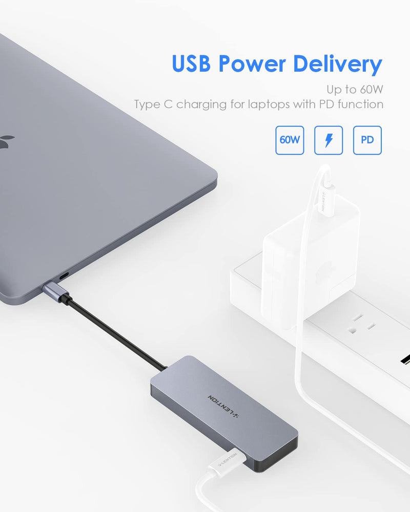 [Australia - AusPower] - LENTION USB C Hub with 3 USB 3.0, SD/Micro SD Card Reader & Charging Compatible 2022-2016 MacBook Pro, New Mac Air/iPad/Surface/More, Stable Driver Certified Adapter (CB-C16s, Space Gray) 